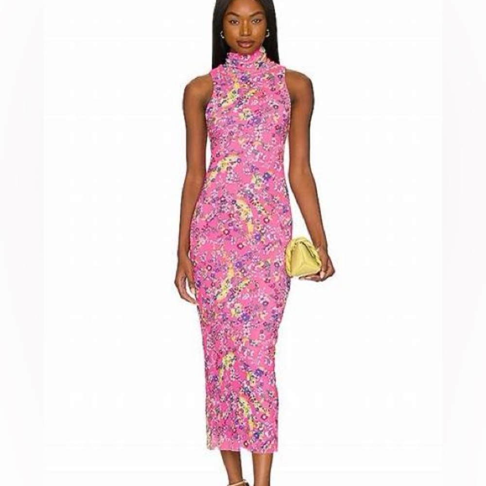 AFRM Vibrant Pink Floral Midi Dress
